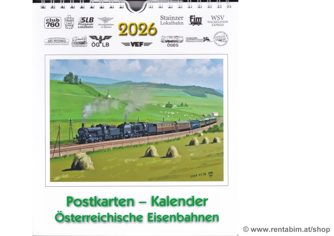 Postkarten-Kalender 2026: Österreich. Eisenbahnen