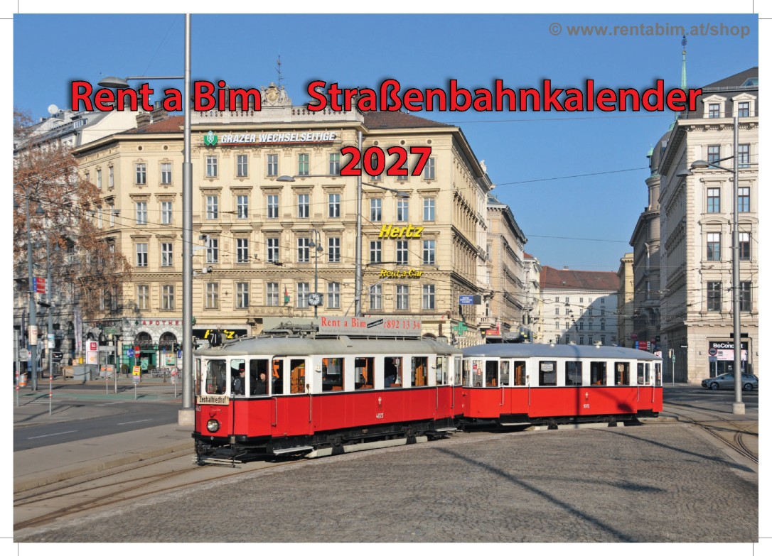 Oldtimer-Kalender 2027: Rent a Bim-Tramway in Wien