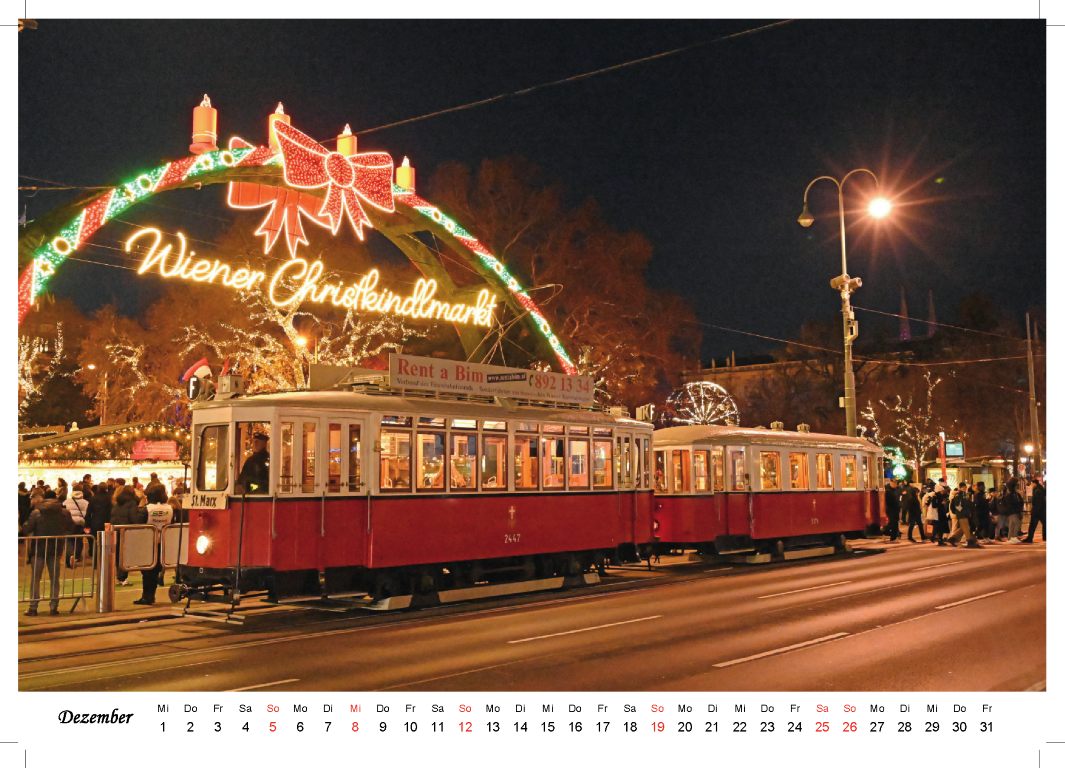 Oldtimer-Kalender 2027: Rent a Bim-Tramway in Wien – Bild 4