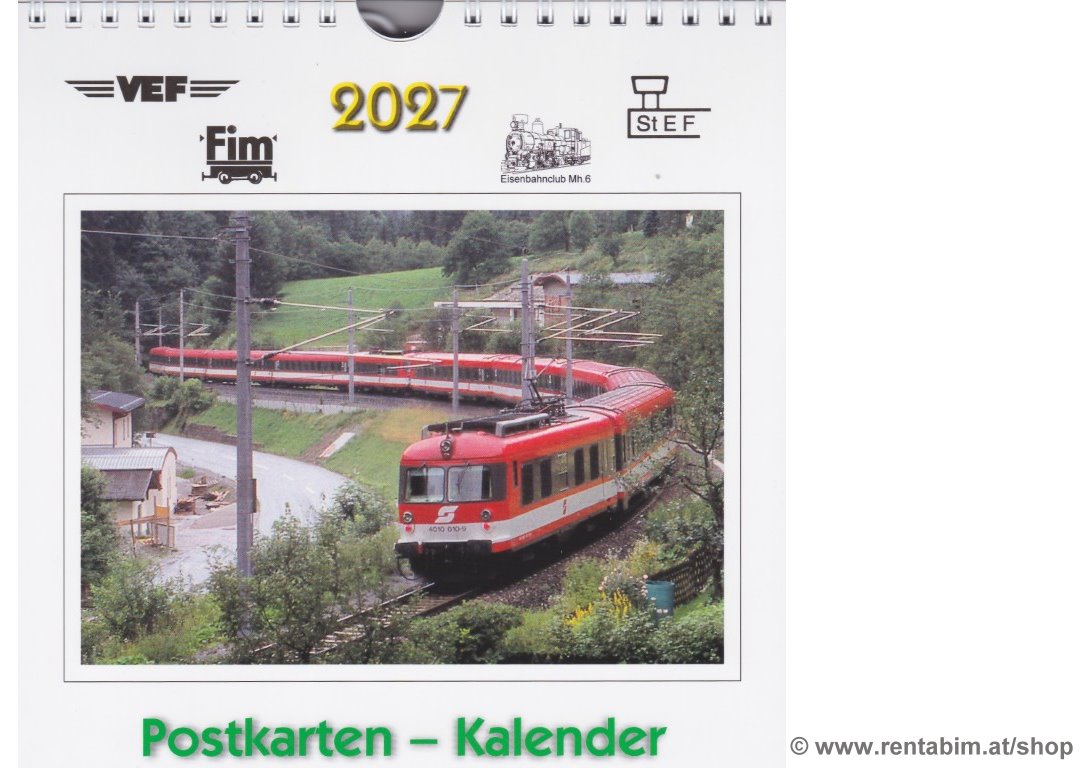 Postkarten-Kalender 2027: Österreich. Eisenbahnen