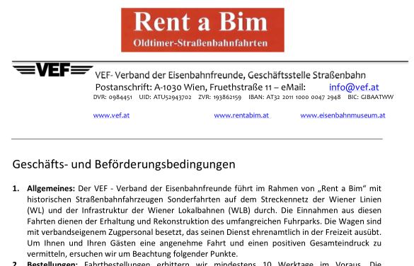 Geschäfts- und Beförderungsbedingungen